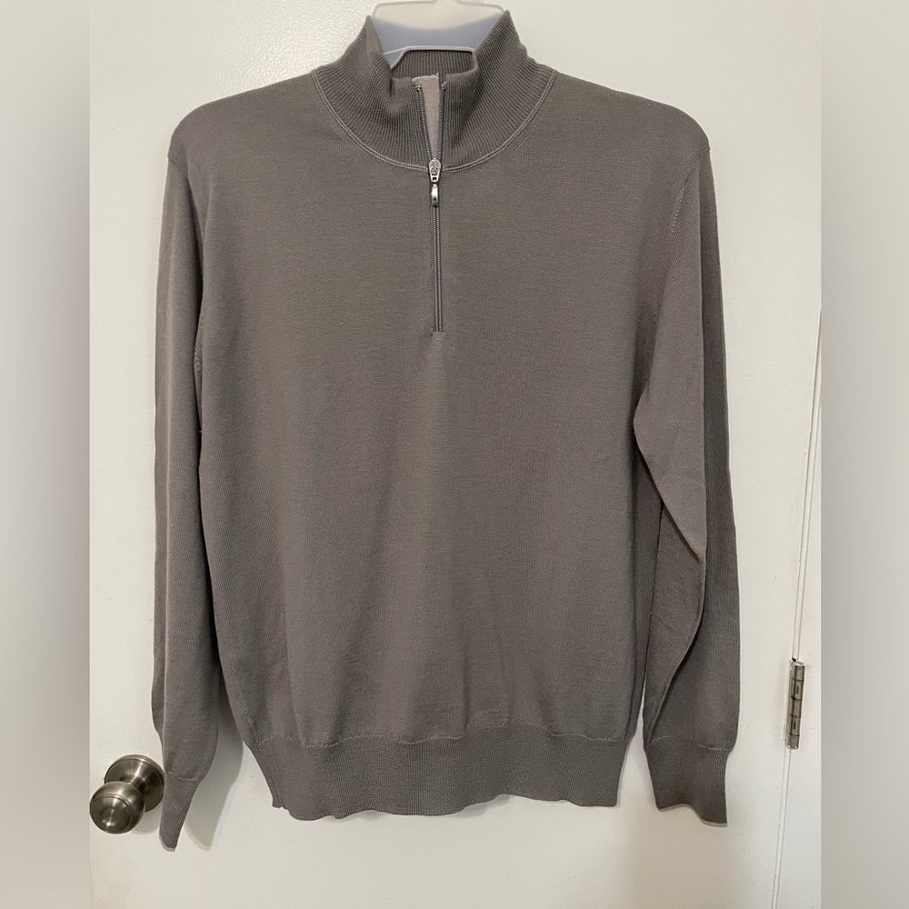 Doriani Cashmere Long Sleeve Gray 1/4 zip Cashmere Silk Merino wool Sweater